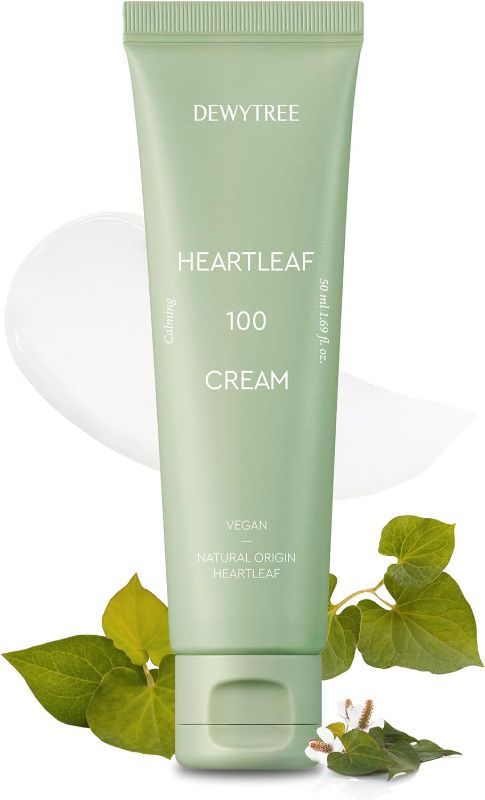 Photo 1 of Dewytree Heartleaf 100 Cream, Vegan Soothing & Moisturizing Face Cream with Centella Asiatica & Hyaluronic Acid, Strengthen Moisture Barrier & pH Balancing for Sensitive Skin, 1.69oz.
