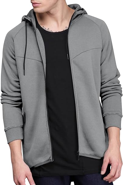 Photo 1 of Makkrom Mens Zip up Hoodie Fleece Hooded Sweatshirt Casual Lightweight Sports Jacket
