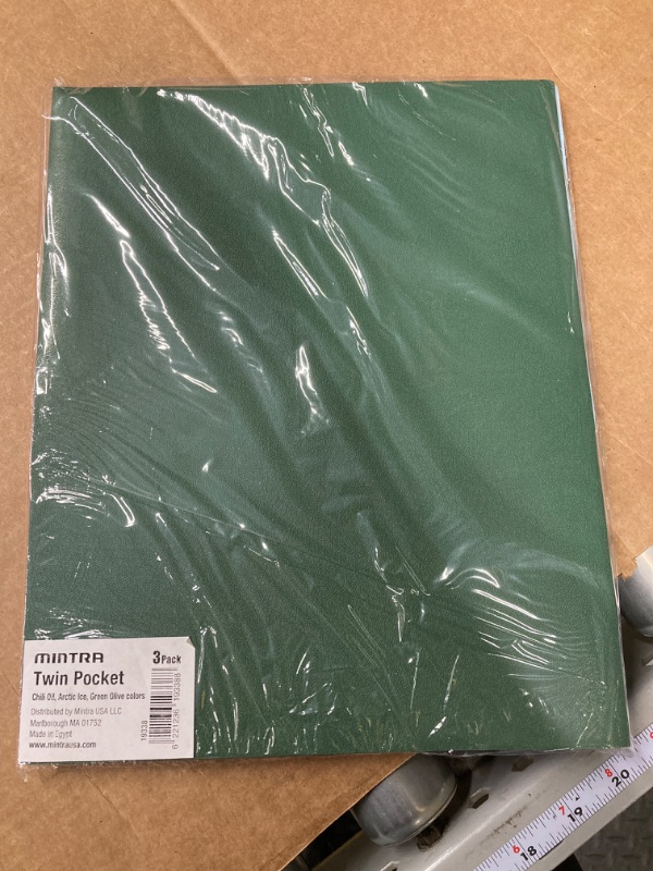 Photo 3 of Mintra Poly Pocket Folders 3pk - Heavy Duty (Chili Oil/Arctic Ice/Green Olive)