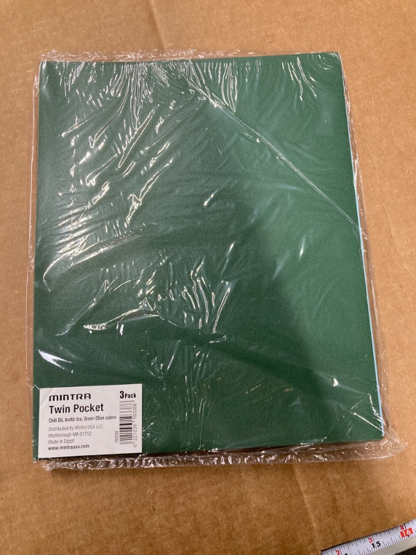 Photo 2 of Mintra Poly Pocket Folders 3pk - Heavy Duty (Chili Oil/Arctic Ice/Green Olive)