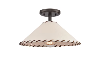 Photo 1 of allen + roth Sevierville 1-Light 14-in Bronze Semi-Flush mount light
