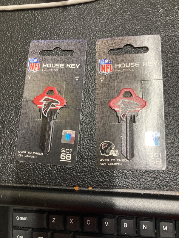 Photo 2 of 2 PACK! HILLMAN NFL Atlanta Falcons House/Office Key Blank 68 SC1 Single For Schlage Locks