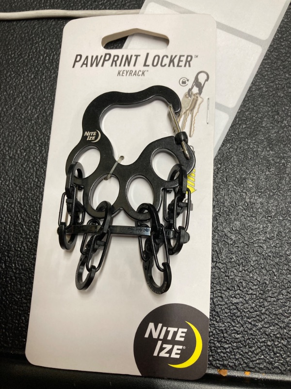 Photo 2 of Nite IZE Pawprint Locker KeyRack - Stainless Steel Keychain Organizer with Locking Carabiner - Features 4 S-Biner MicroLocks to Securely Hold Keys