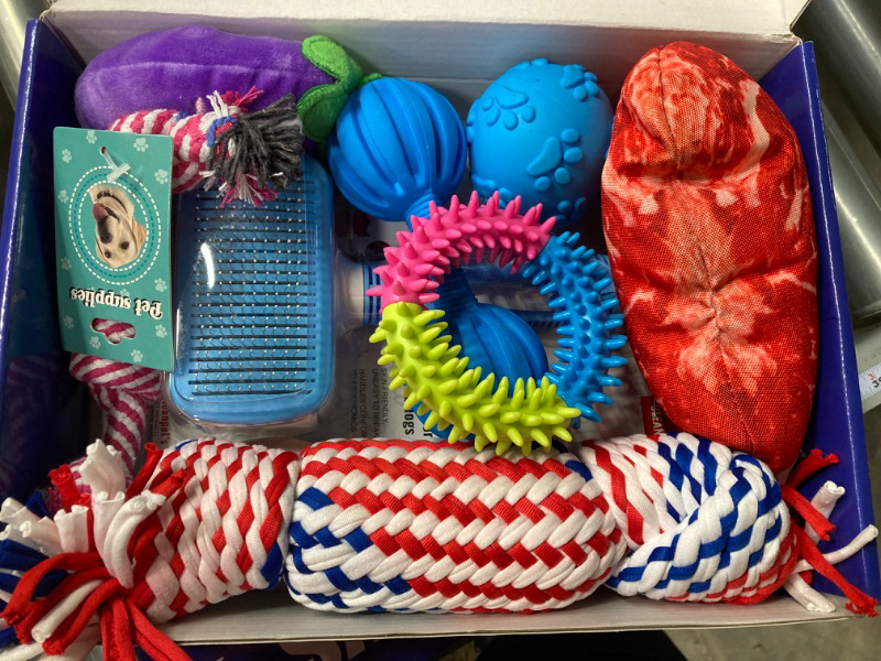 Photo 2 of 2 PACK! Dog Toys Bundle for Small Dogs, Puppy Toys Set for Teething Small Dogs, Puppy Chew Toys, Small Dog Toys Pack with Stuffed Squeaky Toys, Dog Ball, Ring Toy, Rope Toy dog toys for small dogs