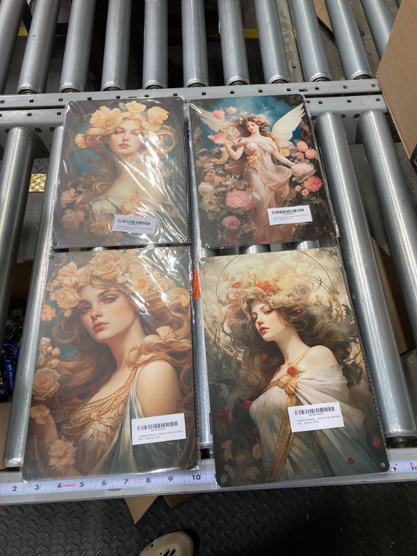 Photo 2 of 4 PACK! Cuddlepro Classical Goddess Aluminum Metal Poster Sign Decoration Retro Pictorial Wall Decor Home Restaurant Florist Coffee Dessert Store Porch Wall Art 12×8in (30×20cm) Classical Goddess2 12×8in (30×20cm)