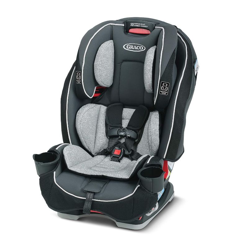 Photo 1 of Graco SlimFit 3 in 1 Baby Car Seat, Slim Car Seat Design Saves Space in Your Back Seat, Rear Facing and Front Facing Car Seat, Highback Booster Car Seat and 10 Position Headrest Heights, Darcie
