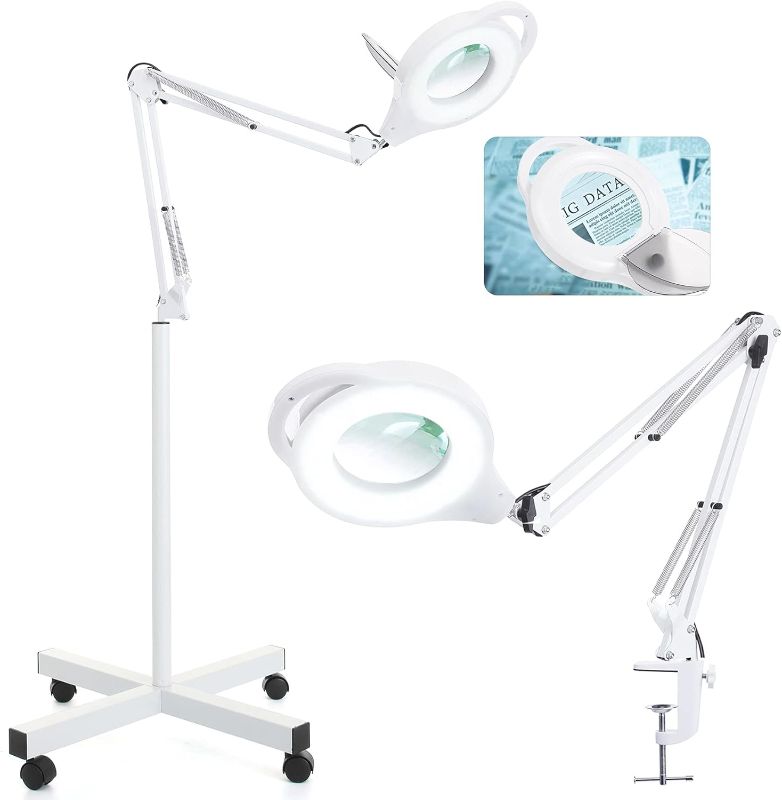 Photo 1 of 10X LED Magnifying Lamp, 2200 Lumen Super Bright Stepless Dimmable Magnifying Glass with Light, 4.2'' Real Glass Lens, Adjustable Metal Swing Arm Magnifier Lamp for Esthetician,Soldering,Sewing,Crafts
