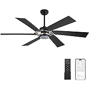 Photo 1 of **Not Correct Color In Stock Picture**WINGBO 60" Smart DC Ceiling Fan with Lights, 6 ABS Plastic Blades, 6 Speeds Reversible DC Motor, APP/Remote/Voice Control, Dimmable LED Ceiling Fan for Indoor and Outdoor, Brass and grey