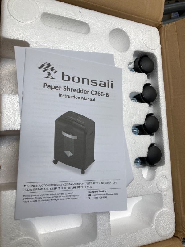 Photo 3 of Bonsaii 12-Sheet Micro Cut Shredders for Home Office, 60 Minute P-4 Security Level Paper Shredder for CD, Credit Card, Mails, Staple, Clip, with Jam-Proof System & 4.2 Gal Pullout Bin C266-B 1 2 Sheet-60Mins(New)