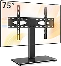 Photo 3 of Greenstell TV Stand with Power Outlet & AV Shelf, Universal Floor TV Stand for 32-70 inch, Swivel Tall TV Stand, Holds up to 110 LBs,Height Adjustable and Soild Wood Base, Max VESA 600x400mm,Black