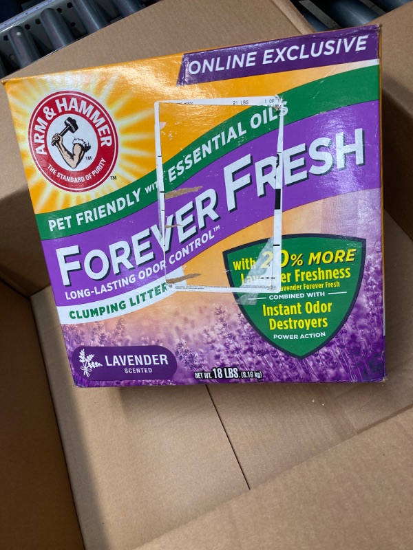 Photo 2 of Arm & Hammer Forever Fresh Clumping Cat Litter Lavender Multicat 18lb with 20% More Lavender Freshness Pet Friendly with Essential Oils