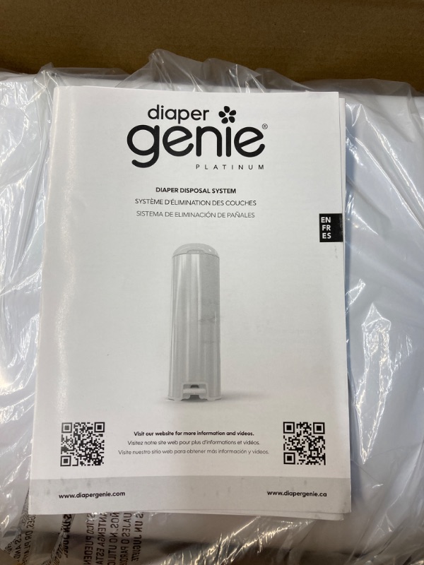 Photo 3 of Diaper Genie Platinum Pail (Lilly White) is Made of Durable Stainless Steel and Includes 1 Easy Roll Refill with 18 Bags That can Last up to 5 Months.