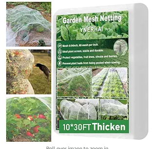 Photo 1 of 10 * 30FT Thickened Garden Netting Mesh Barrier, Ultra Fine Plant Netting for Garden Protection, Fruit Tree Netting for Blueberry Bushes, Row Covers for Vegetables, Mosquito Netting for Patio
