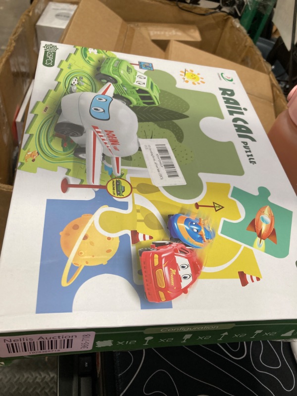 Photo 1 of 25PCS Children's Educational Puzzle Track Car Play Set, DIY Assembling Electric Trolley,RailCar Building Toys for Kids, Puzzle Track Play with Vehicles Puzzle Car Tracks for Kids-Animal Forest Series