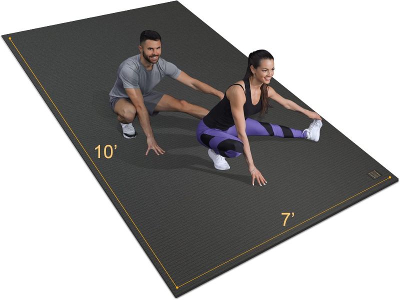 Photo 1 of 
Gmmat Large Exercise Mat 10'x7"x7mm, Thick Workout Mats for Home Gym Flooring, Extra Wide Non-Slip Durable Cardio Mat, High Density, Shoe Friendly, Perfect for Plyo, MMA, Jump Rope, Stretch, Fitness
