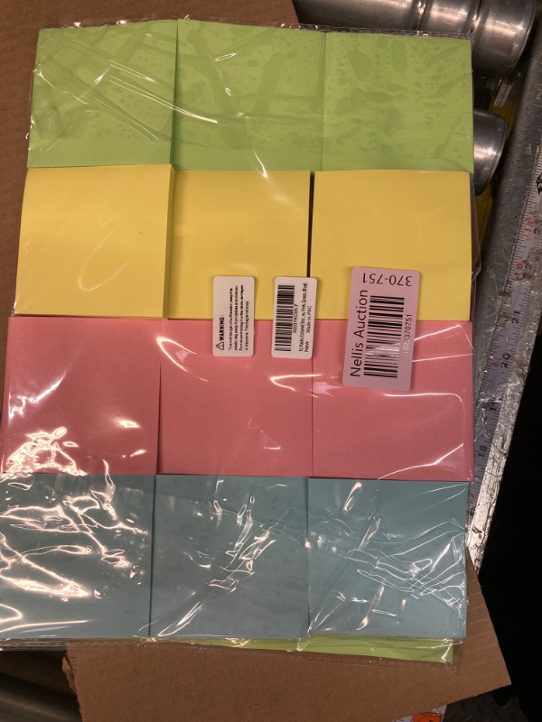 Photo 2 of 12 Packs Colored Sticky Notes, 3"x3" Self-Stick Pads with 960 Sheets in Total, 80 Sheets/Pack, Perfect for Office, Home, School, Meetings - 4 Colour (Yellow, Pink, Green, Blue) 12 Pack Sticky Note