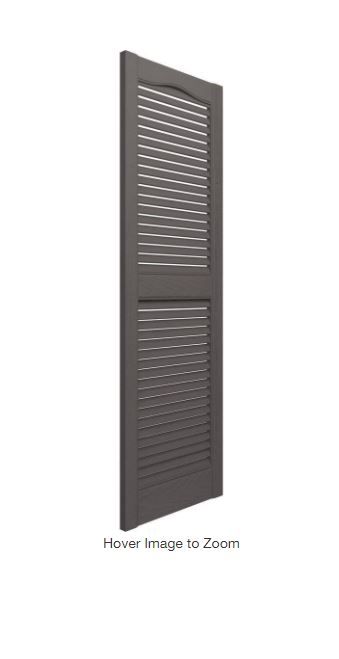 Photo 1 of 14.5 in. x 55 in. Louvered Vinyl Exterior Shutters Pair in Tuxedo Grey