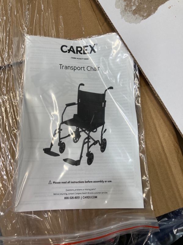 Photo 3 of Carex Transport Wheelchair With 19 inch Seat - Folding Transport Chair with Foot Rests - Foldable Wheel Chair for Travel and Storage, 1 Count