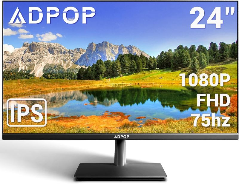 Photo 1 of ADPOP 24 Inch IPS Screen FHD 1080p PC Monitor 75hz Built-in Speakers