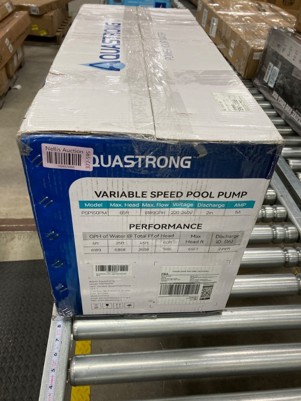 Photo 5 of AQUASTRONG 1.5 HP Variable Speed Pool Pump for In/Above Ground Pool, 220V, 10566GPH, Energy Efficient, High Flow, Powerful Self Primming Swimming Pool Pumps with Filter Basket