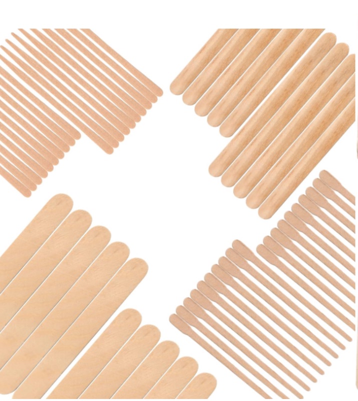 Photo 1 of *BUNDLE ITEMS 4 PACK* Wooden Wax Sticks 4 Styles Wood Waxing Spatulas Applicators Hair Removal S M L Sizes for Body Legs Facial or Wood Craft Sticks