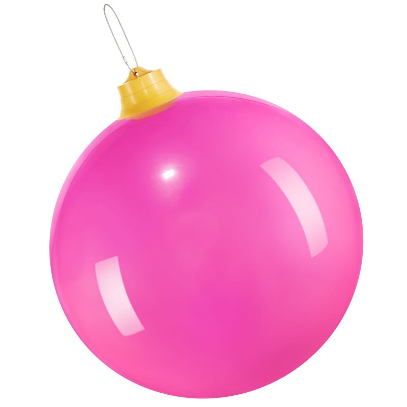 Photo 1 of Inflatable Christmas Ornaments,18" 25" Christmas Oversized Ornament, Christmas Ball Decorations Indoor Outdoor, Use as Festive Yard Decoration(18" Pink). 18 inch 18" Pink