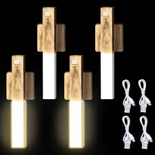 Photo 1 of 4Pcs LED Motion Sensor Night Light USB Rechargeable Magnet Body Sensor Hallway Night Lights Wireless Battery Operated Wall Sconce Portable Stair Lights Indoor for Stairway Bedroom Toilet (Light Brown)