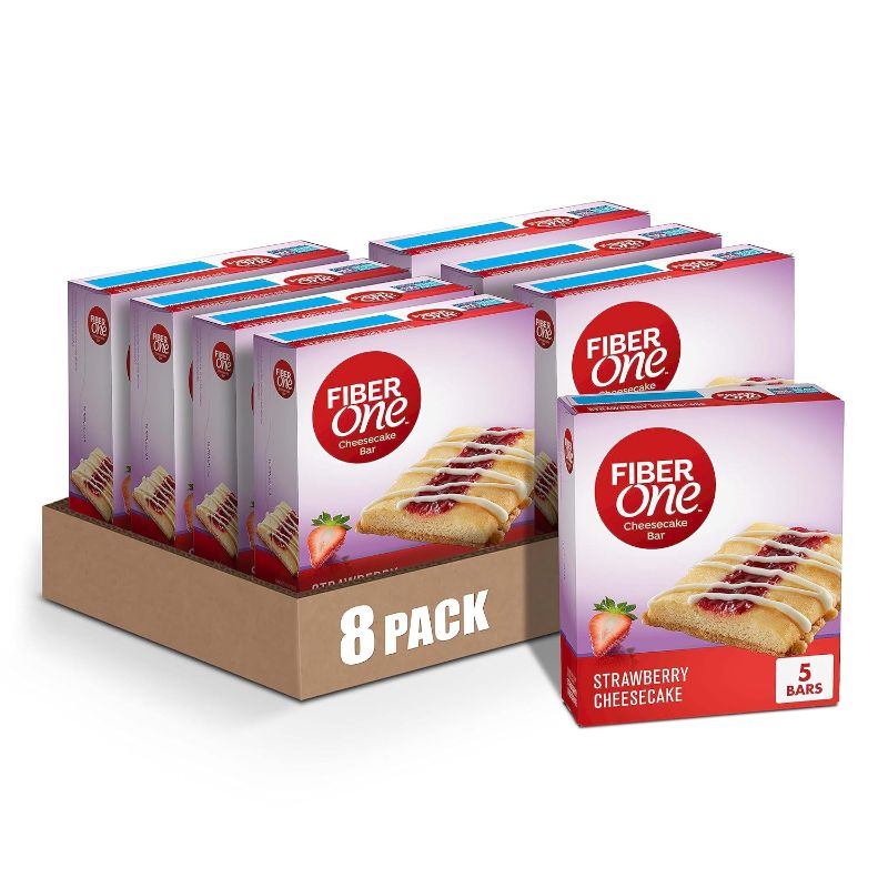 Photo 1 of *EXP 7/12/2024* Fiber One Cheesecake Bars, Strawberry Cheesecake, Snack Bars, 6.75 oz, 5 ct (Pack of 8)