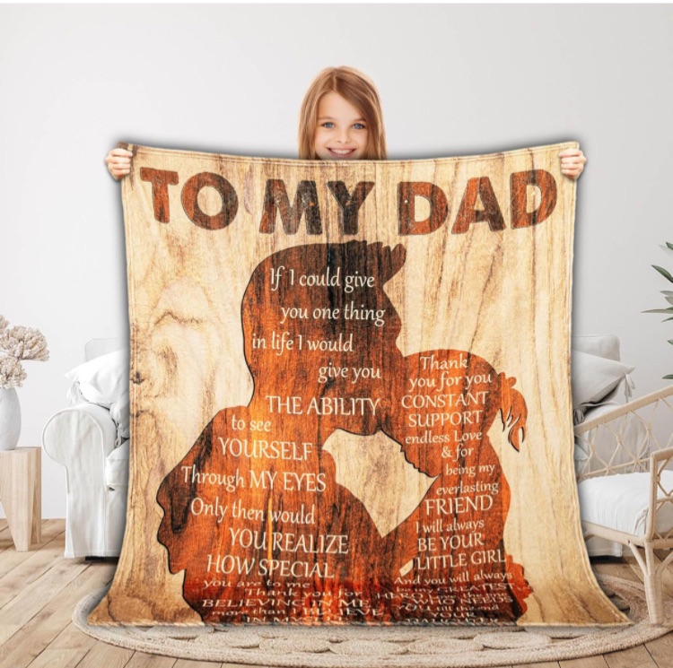 Photo 1 of 'I Love You Dad', Soft and Cozy Dad Throw Blanket - Dad Gifts from Daughter on Father's Day, Birthday, Christmas, 60" x 50" (6032)