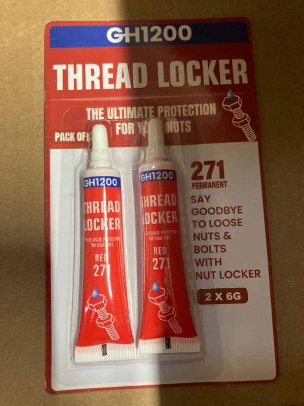 Photo 1 of 2 Pack Thread Lock. 271 and 242 Medium and Strong Strength Locktight for Nuts, Bolts, Fasteners and Metals. Lock Tight Thread Locker with Stable and Consistent Performance (6gx2)