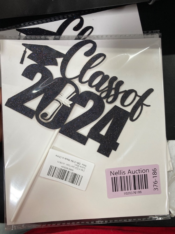 Photo 1 of Class of 2024 Cake Topper, Happpy Graduation, Congrats Grad, 2024 Graduation Party Decorations Supplies (Black)