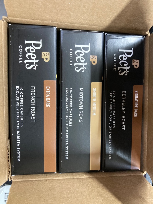 Photo 2 of ***BEST BEFORE 09/05/2024*** L'OR Barista Coffee Pods, Peet's Coffee Variety Pack - 30 Single-Serve Capsules, Exclusively Compatible with L'OR BARISTA System, Brews 5 oz, 8 oz, 12 oz, 10 count (Pack of 3)