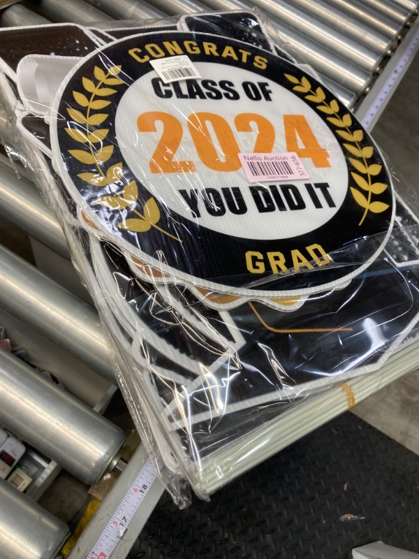 Photo 2 of 10 Pcs Graduation Yard Sign 2024, Waterproof Congrats Grad Decor Supplies Class of 2024 Yard Sign Stakes, Graduation Outdoor Lawn Decorations Yard Sign for Grad Party, Black for 3 packs 