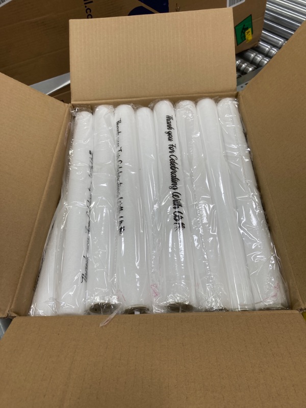 Photo 2 of 50 Pcs White Glow Sticks Bulk for Wedding Reception 16" Light up Foam Sticks LED Cheer Batons Wedding Wand Glow in The Dark Flashing Sticks for Wedding Raves Carnival Party Supplies Favors