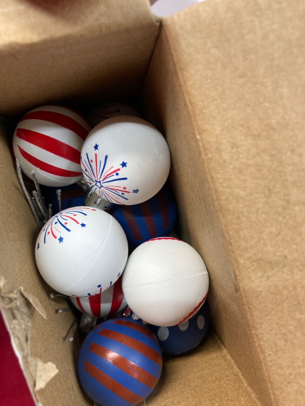 Photo 2 of 40 Pcs 4th of July Patriotic Hanging Ball Ornaments Memorial Day Ornaments for Small Tree Independence Day Veterans Day Holiday Party Decorations Bright Style   -4PACK