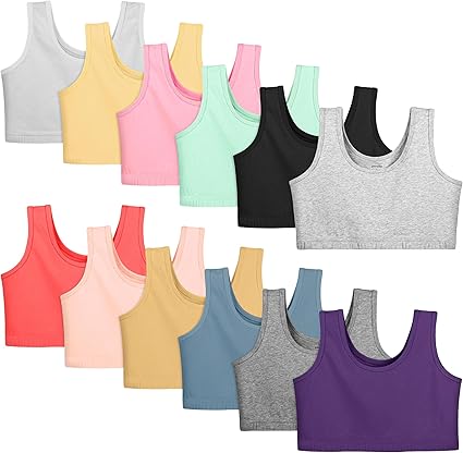 Photo 1 of 12 Pack Girls' Cotton Cropped Bra Intimates Girls' Cami Training Bra Girls Sports Bralette for Little Girls
