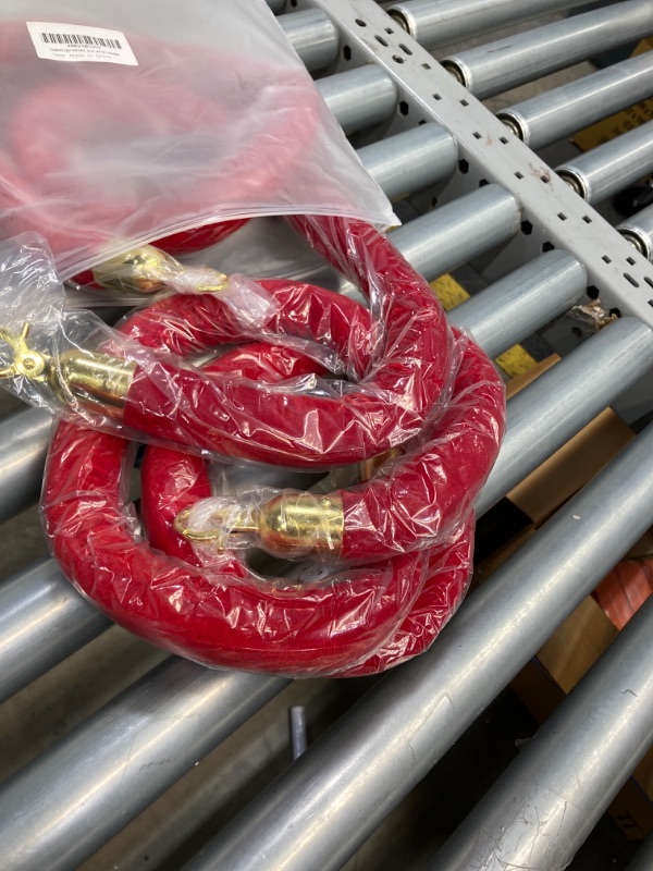 Photo 2 of 2 pcs Red Velvet Stanchion Rope,Crowd Control Rope Barrier with Polished Gold Hooks for Oscar Party Decorations,VIP Sign,Red Carpet Events, Car Shows, and Upscale Affairs.