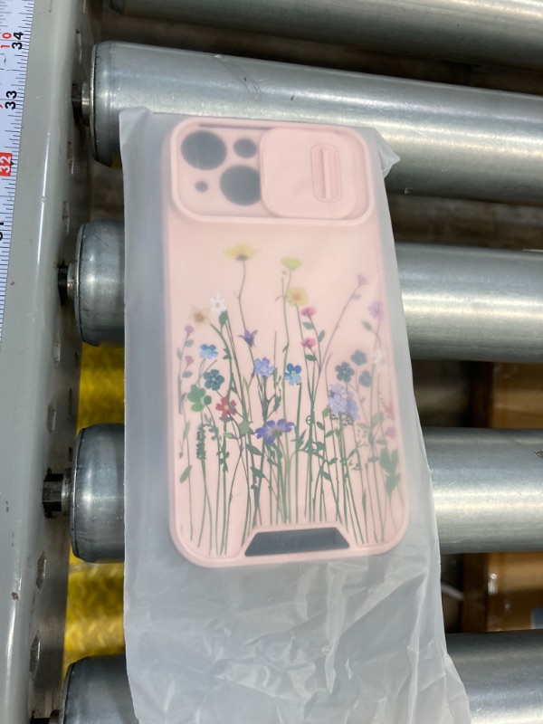 Photo 2 of Goocrux (2in1 for iPhone 14 Case Floral for Women Girls Flowers Girly Pretty Phone Cover Cute Plants Design with Slide Camera Cover+Ring Holder Cases for iPhone14 6.1 inch Pink Gesang for iPhone 14