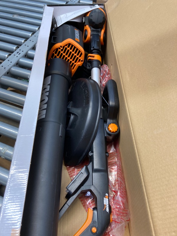 Photo 2 of ***(NO BATTERY INCLUDED)***
Worx 20V String Trimmer Cordless & Edger 3.0 + Leaf Blower Cordless with Battery and Charger Turbine, Black and Orange 12" String Timmer + Leaf Blower Combo