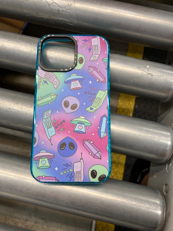 Photo 2 of (2in1 for iPhone 14 Case Cute Alien for Women Girls Fun UFO Phone Cases Cool Stars Alien Party Theme Design Soft TPU Bumper Fashion Colorful Cover+Ring Holder for iPhone14 6.1"
