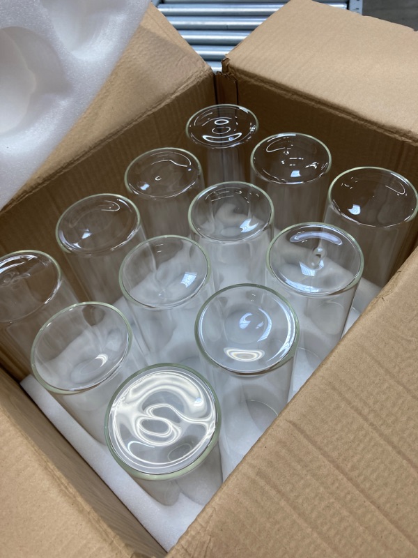 Photo 3 of 12 Pack Glass Clear Cylinder Vases Tall Floating Candle Holders Centerpiece Table Vases for Home Wedding Decorations Formal Dinners (10 x 3.35 Inch)