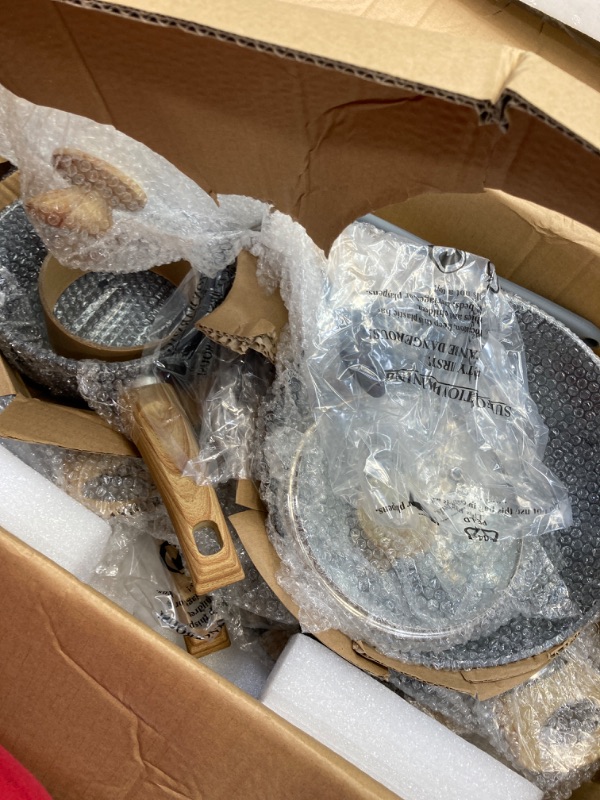 Photo 1 of Kitchen Academy Induction Cookware Sets - 12 Piece Gray Cooking Pan Set, Granite Nonstick Pots and Pans Set 12 PCS Cookware Set Gray