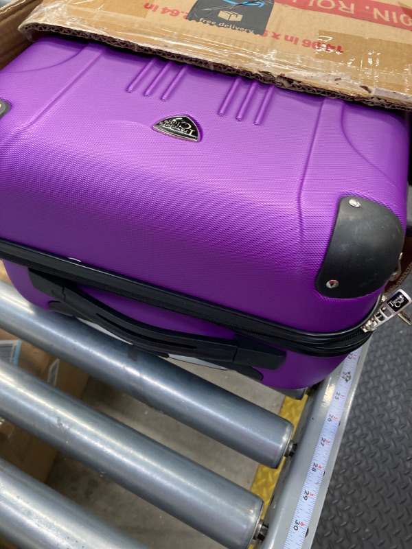 Photo 2 of ***DAMAGE TO THE STITCHING AROUND THE ZIPPER*** Travelers Club Chicago Hardside Expandable Spinner Luggages, Purple, 20" Carry-On 20" Carry-On Purple