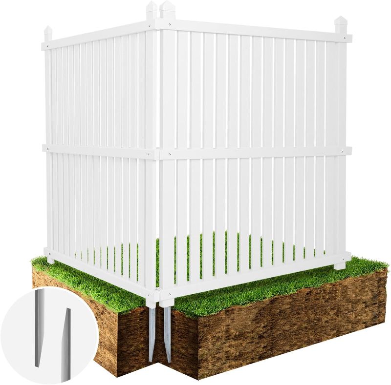 Photo 1 of 36"W X 45"H Outdoor Air Conditioner Fence Privacy Screen with Metal Stake, Trash Can Screen Fence Pool Equipment Fence, 2 Pack Vertical Freestanding Panels, White
