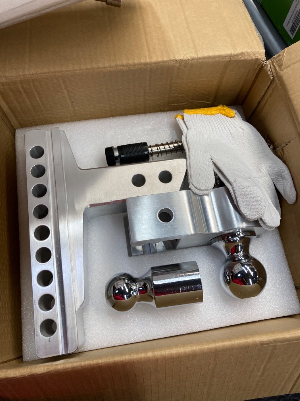 Photo 1 of Adjustable Trailer Hitch 8 Inch Aluminum Trailer Drop Hitch Ball Mount Fit 2 Inch Receiver 2" and 2-5/16" Dual Tow Balls with Towing Hitch Pin Lock