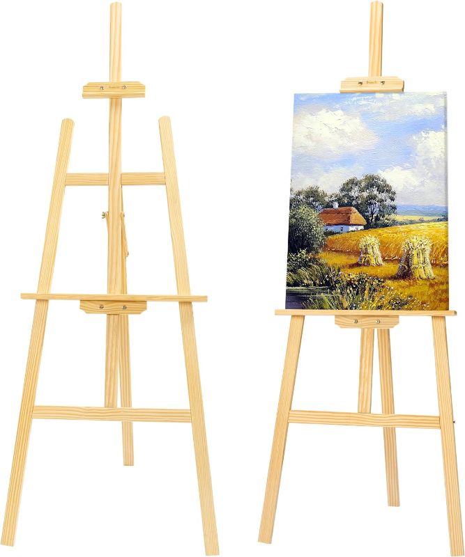 Photo 1 of  Wooden Painting Easel, Adjustable Stand Easel for Canvas Wedding Signs, Holds up to 48", Art Easel for Adults Artist Beginners Students https://a.co/d/eogzEJJ