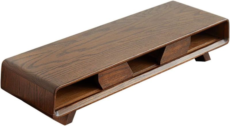 Photo 1 of  Red Oak Wood Monitor Stand Riser Larger Desk Shelf for Laptop, PC, Printer - Perfect Desktop Stands Organizer with Large Storage for Office Accessories https://a.co/d/if74Xib