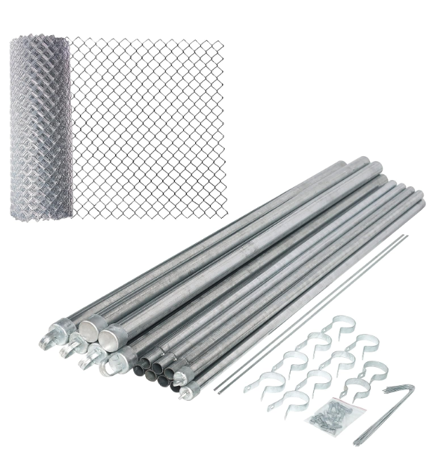 Photo 1 of ALEKO Galvanized Steel Chain Link Fence | Complete Kit | 5 x 50 Feet | 11.5 AW Gauge | Silver | KITCLF115G5X50