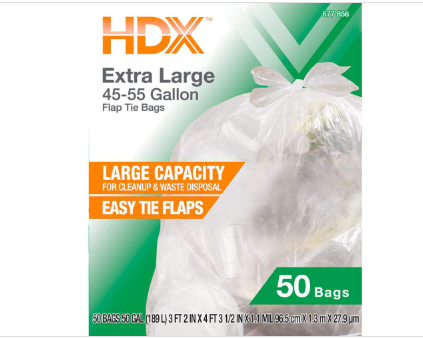 Photo 1 of 50 Gal. Clear Extra Large Trash Bags with 20% PCR (50-Count)