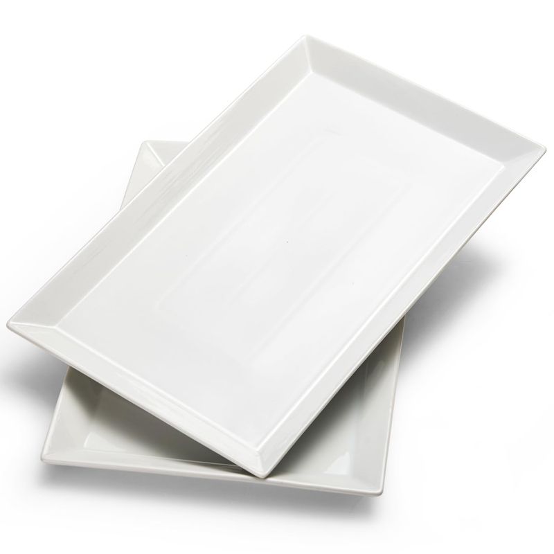 Photo 1 of 
MIECOO Large Serving Plates, 4 Piece White Serving Tray Set 18.5" x 11.5", Porcelain Rectangular Plates for Party Wedding Birthday Entertaining Food Appetizer Fruit Sushi.